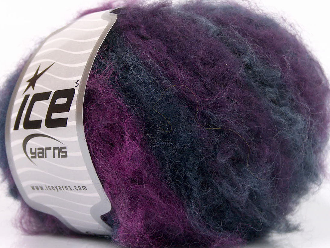 Lot of 8 Skeins ICE Mohair SALE WINTER (30% Mohair 20% Wool) Yarn Purple Anthracite