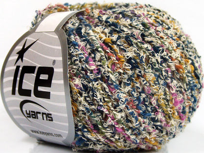 Lot of 8 Skeins Ice Yarns SALE BOUCLE (80% Cotton) Yarn White Rainbow