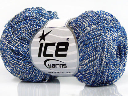 Lot of 8 Skeins Ice Yarns URBAN COTTON LUX (60% Cotton 28% Viscose) Yarn Blue White