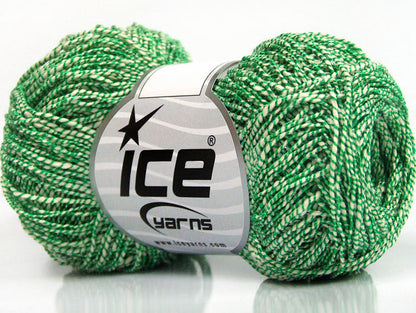 Lot of 8 Skeins Ice Yarns URBAN COTTON LUX (60% Cotton 28% Viscose) Yarn Green White