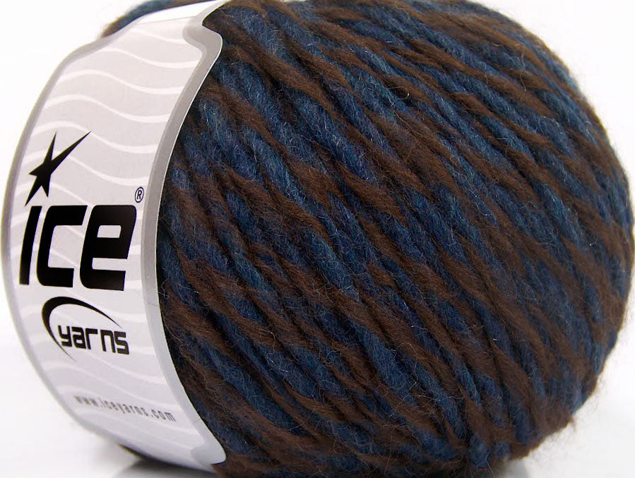 Lot of 8 Skeins ICE PICASSO WOOL (45% Wool) Hand Knitting Yarn Brown Dark Blue