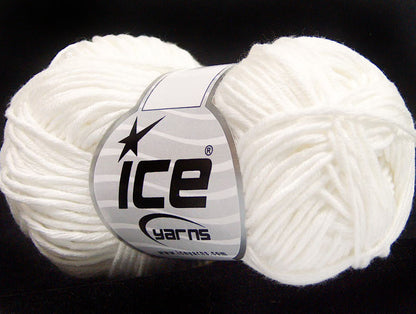 Lot of 8 Skeins ICE BABY SUMMER DK (50% Cotton) Hand Knitting Yarn White