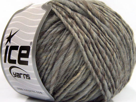 Lot of 8 Skeins ICE WOOL CORD ARAN (50% Wool) Yarn Grey Beige Camel