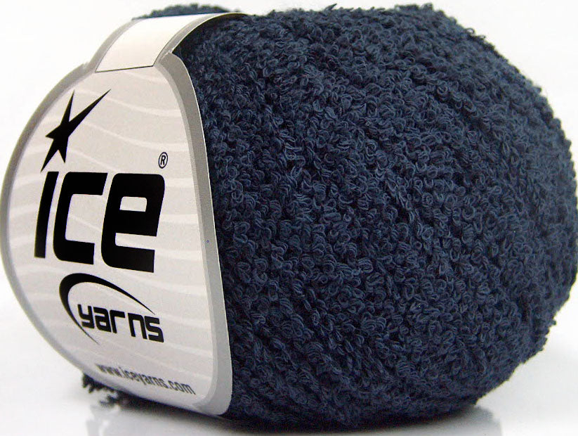 Lot of 8 Skeins Ice Yarns COTTON BOUCLE FINE (100% Cotton) Yarn Navy
