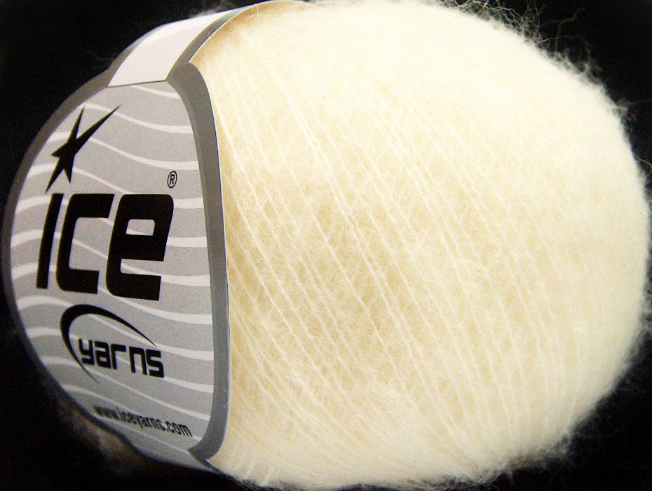 Lot of 10 Skeins Ice Yarns SUPERKID MOHAIR COMFORT (41% SuperKid Mohair 11% Merino Wool) Yarn Cream