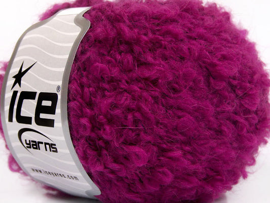 Lot of 8 Skeins ICE BOUCLE MOHAIR WORSTED (20% Mohair 25% Wool) Yarn Fuchsia