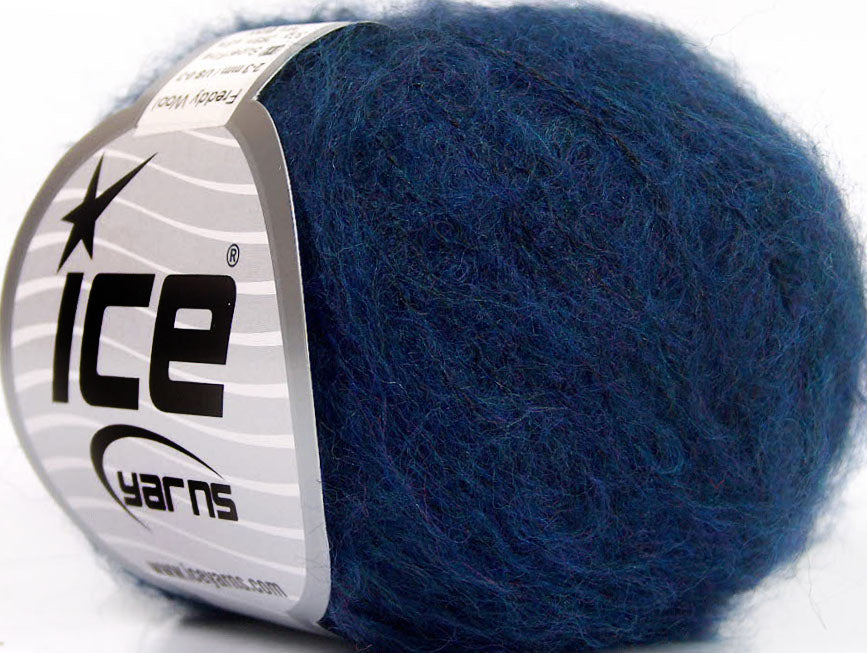 Lot of 10 Skeins ICE FREDDY WOOL (26% Wool 16% Viscose) Yarn Blue