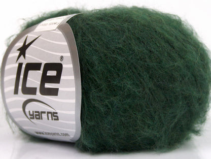Lot of 10 Skeins ICE FREDDY WOOL (26% Wool 16% Viscose) Yarn Dark Green