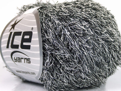 Lot of 8 Skeins Ice Yarns SALE EYELASH (50% Cotton) Yarn Black White
