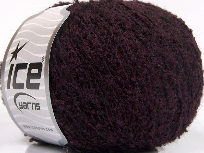 Lot of 8 Skeins Ice Yarns ALPACA BOUCLE FINE (25% Alpaca 25% Wool) Yarn Dark Maroon