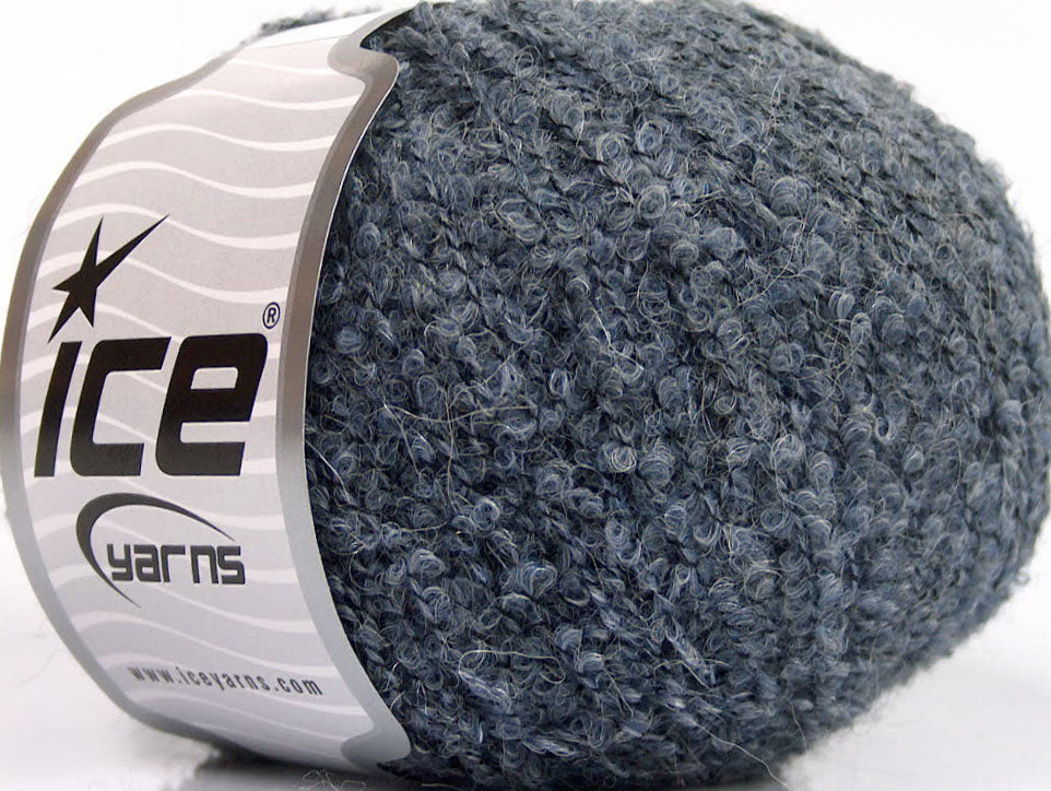 Lot of 8 Skeins Ice Yarns ALPACA BOUCLE FINE (25% Alpaca 25% Wool) Yarn Jeans Blue