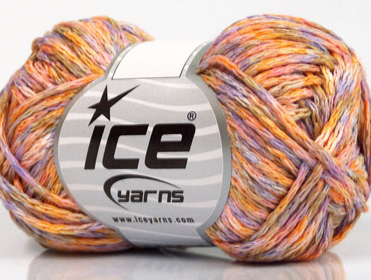 Lot of 8 Skeins Ice Yarns CACTUS TROPICAL Yarn Lilac Orange Khaki Gold