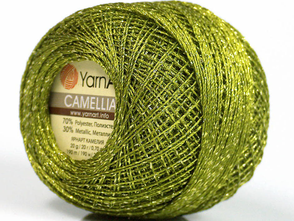 Lot of 10 Skeins YarnArt CAMELLIA (30% Metallic) Hand Knitting Yarn Green