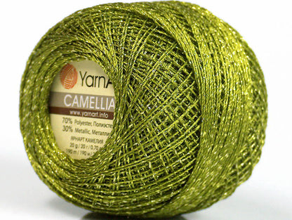 Lot of 10 Skeins YarnArt CAMELLIA (30% Metallic) Hand Knitting Yarn Green