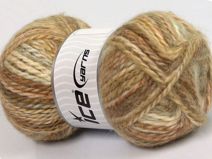 Lot of 2 x 150gr Skeins Ice Yarns SuperBulky ALPINE ANGORA COLOR (30% Angora) Yarn Camel Beige Cream