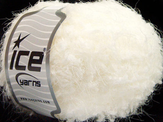 Lot of 8 Skeins ICE POLAR EYELASH Hand Knitting Yarn White