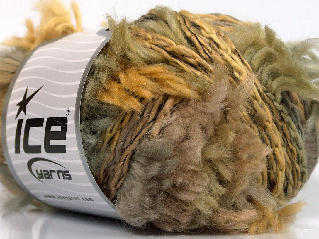 Lot of 4 x 100gr Skeins ICE SALE WINTER (70% Wool) Yarn Camel Khaki Gold Grey