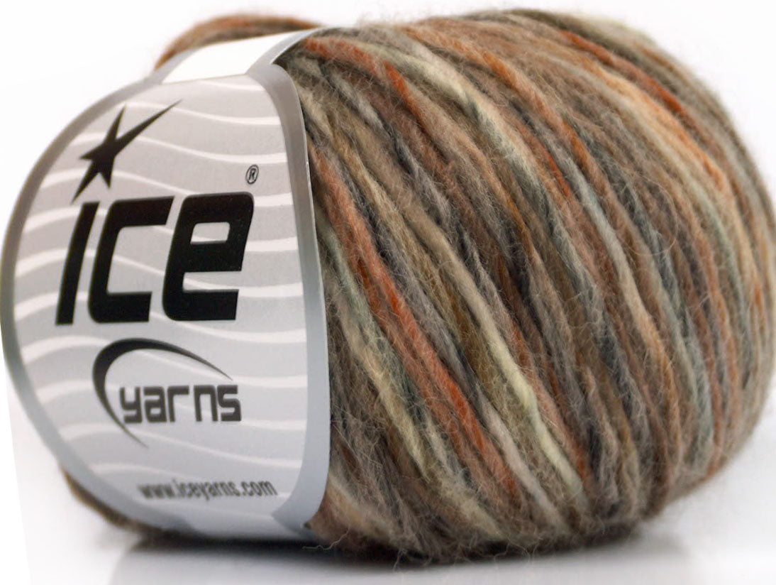 Lot of 8 Skeins ICE MAGIC WOOL WORSTED (65% Wool) Yarn Brown Shades