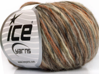 Lot of 8 Skeins ICE MAGIC WOOL WORSTED (65% Wool) Yarn Brown Shades