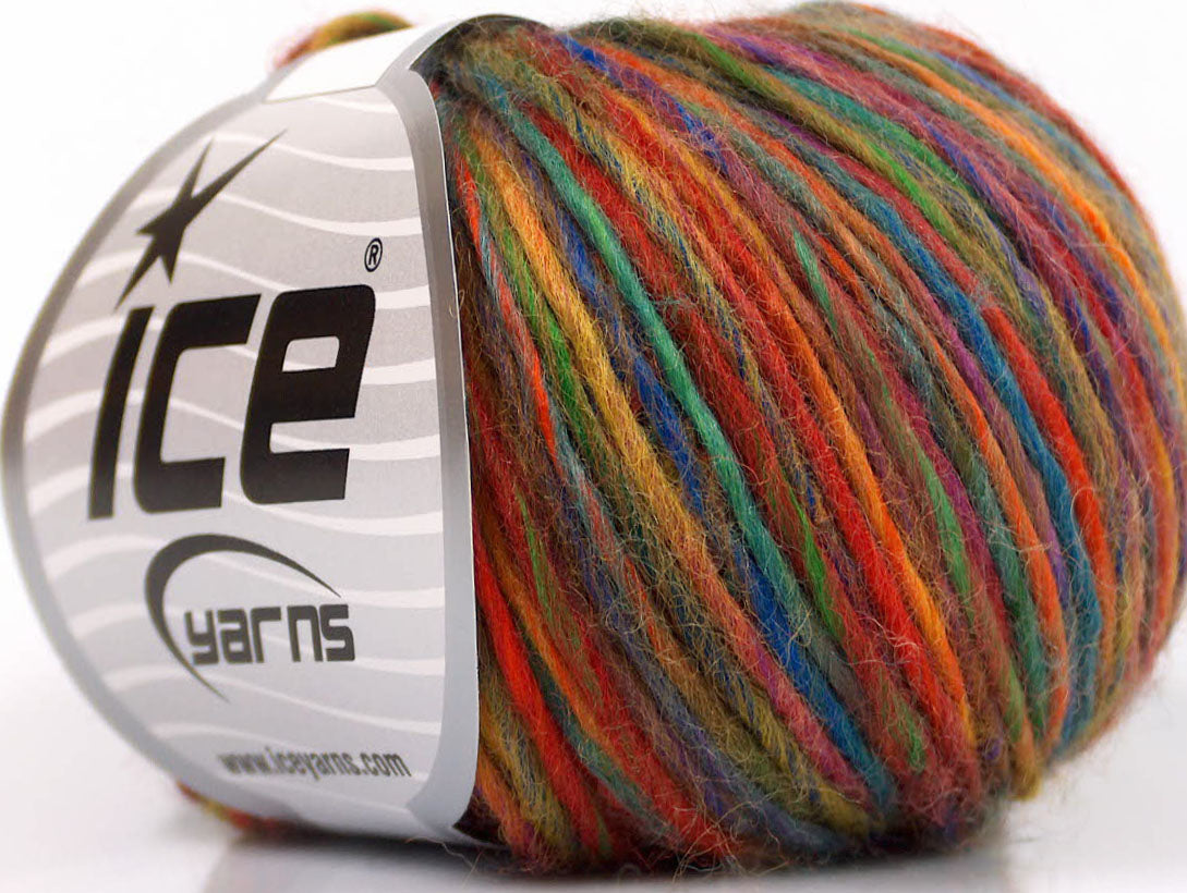 Lot of 8 Skeins ICE MAGIC WOOL WORSTED (65% Wool) Hand Knitting Yarn Rainbow