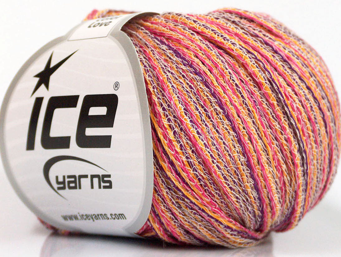 Lot of 8 Skeins ICE COLOR LOVE (100% Cotton) Yarn Purple Pink Gold
