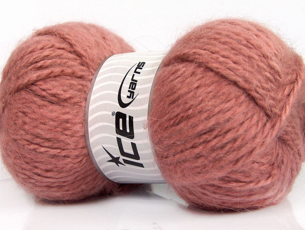 Lot of 2 x 150gr Skeins Ice Yarns SuperBulky ALPINE ANGORA (30% Angora) Yarn Salmon