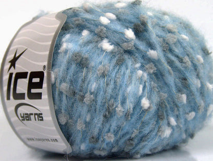 Lot of 6 Skeins Ice Yarns ALPACA PUNTO (20% Alpaca 20% Superwash Extrafine Merino Wool) Yarn Light Blue Grey White
