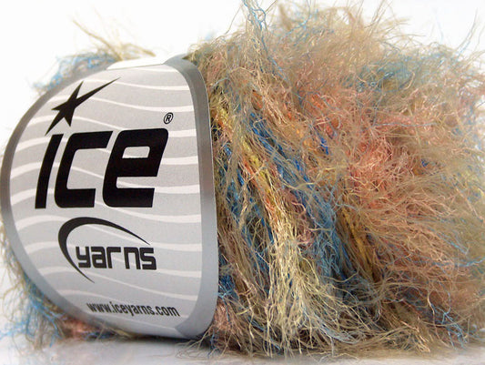 Lot of 8 Skeins Ice Yarns SALE EYELASH Hand Knitting Yarn Salmon Blue Yellow