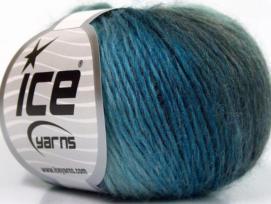 Lot of 8 Skeins ICE WOOL CORD LIGHT (50% Wool) Yarn Grey Shades Blue Shades