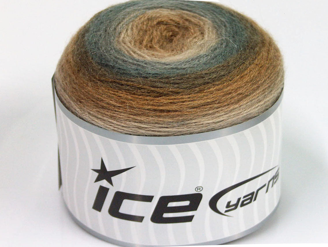 Lot of 2 x 150gr Skeins ICE CAKES MOHAIR (20% Mohair 20% Wool) Yarn Brown Shades Grey