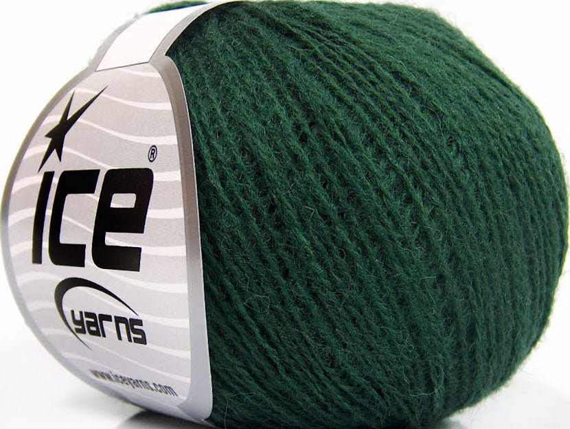 Lot of 8 Skeins ICE WOOL FINE (50% Wool) Hand Knitting Yarn Dark Green