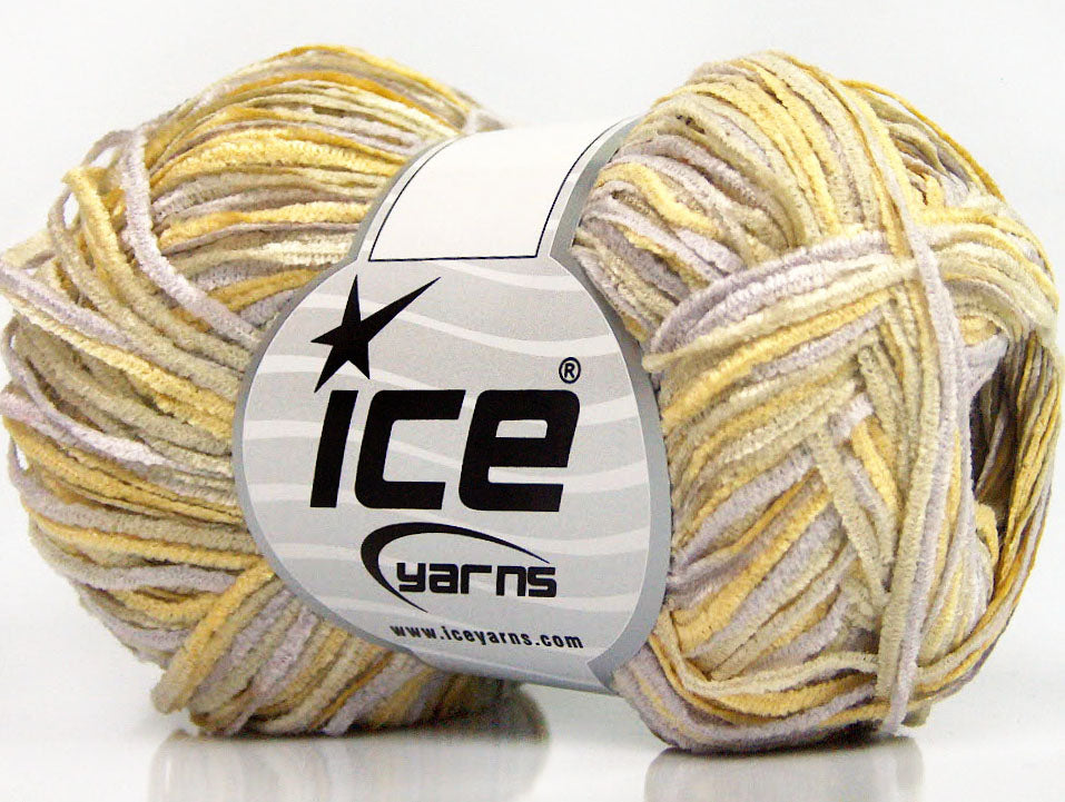 Lot of 8 Skeins Ice Yarns THIN CHENILLE Hand Knitting Yarn Beige Gold