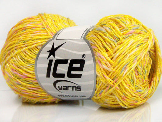 Lot of 8 Skeins Ice Yarns CANARIO (40% Cotton 20% Viscose) Yarn Yellow