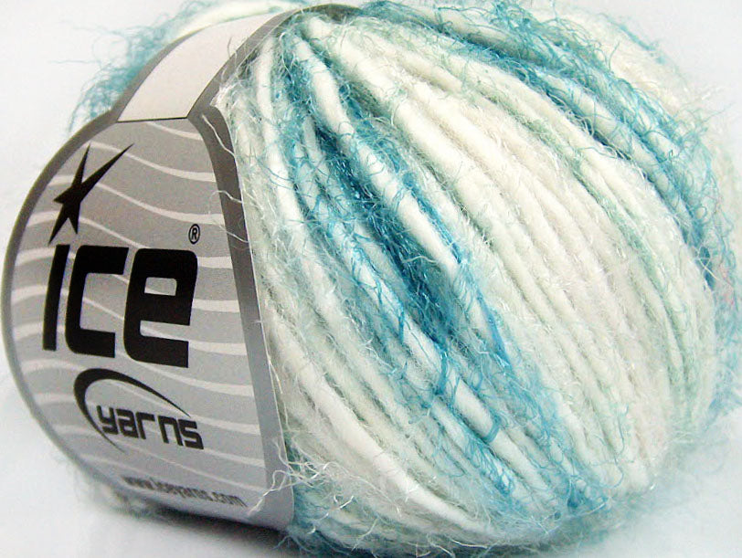 Lot of 8 Skeins ICE BUNNY SOFT Hand Knitting Yarn Turquoise White