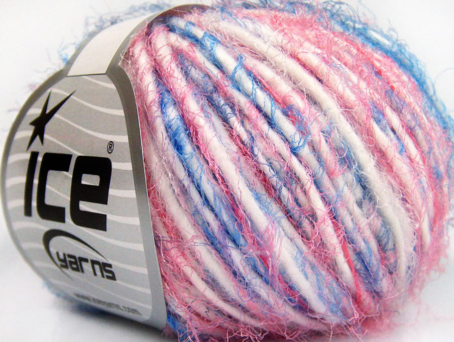 Lot of 8 Skeins Ice Yarns BUNNY SOFT Hand Knitting Yarn Pink Blue White