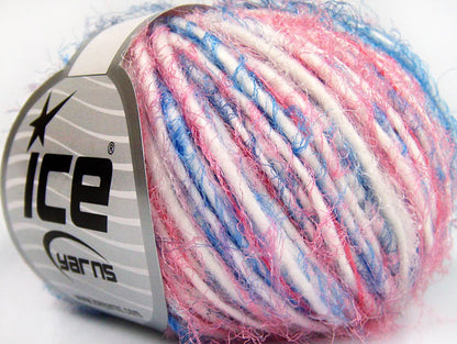 Lot of 8 Skeins Ice Yarns BUNNY SOFT Hand Knitting Yarn Pink Blue White