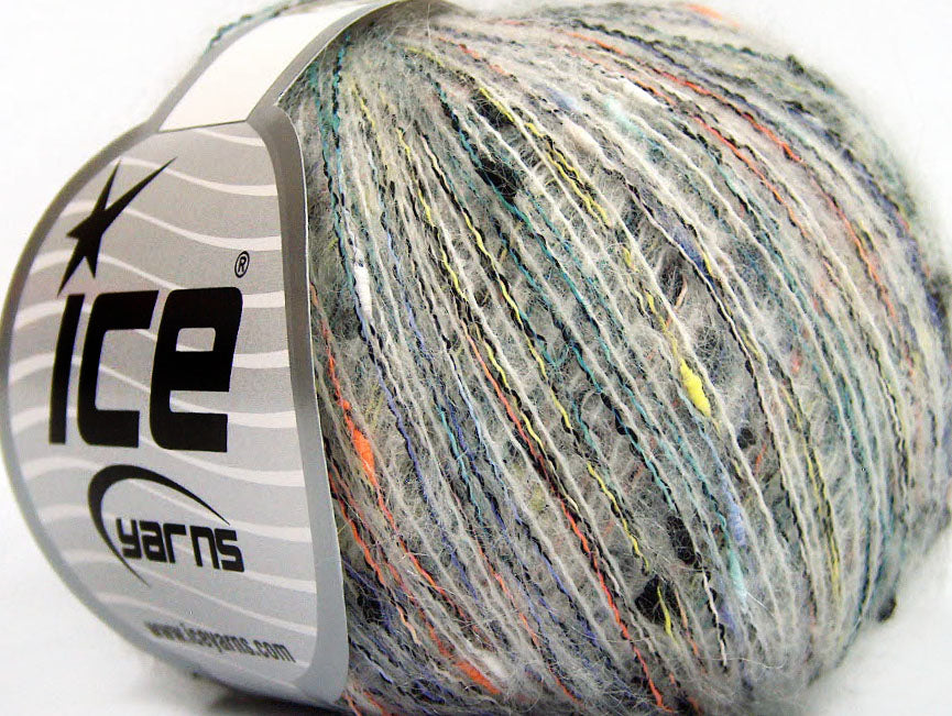 Lot of 8 Skeins ICE MOHAIR SHRIMP (25% Mohair) Yarn White Mint Green Yellow Orange