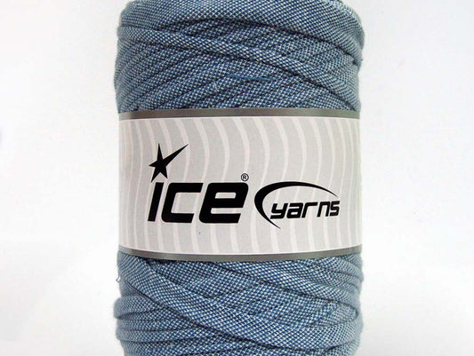 250 gr ICE YARNS UPCYCLED FABRIC 250 (95% Cotton 5% Elastan) Yarn Light Blue White