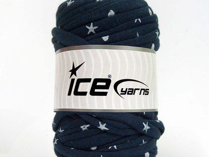 250 gr ICE YARNS UPCYCLED FABRIC 250 (95% Cotton 5% Elastan) Yarn Navy White