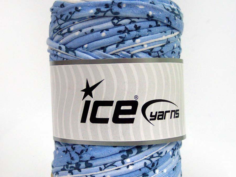 250 gr ICE UPCYCLED FABRIC 250 (95% Cotton 5% Elastan) Yarn Blue Shades White