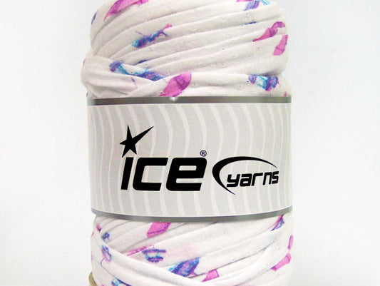 250 gr ICE UPCYCLED FABRIC 250 (95% Cotton 5% Elastan) Yarn White Pink Turquoise Lilac