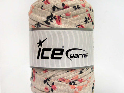 250 gr ICE UPCYCLED FABRIC 250 (95% Cotton 5% Elastan) Yarn Beige Melange Salmon Shades Black