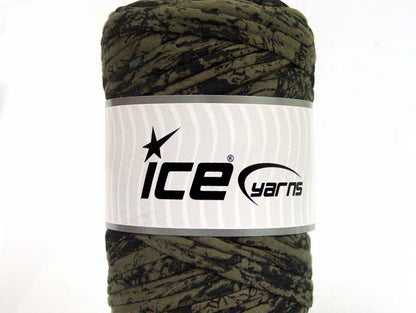 250 gr ICE YARNS UPCYCLED FABRIC 250 (95% Cotton 5% Elastan) Yarn Khaki Shades
