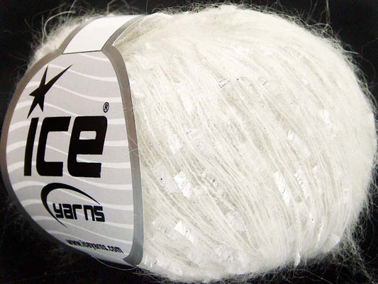 Lot of 8 Skeins ICE SALE MOHAIR-WOOL BLEND (35% Kid Mohair) Yarn White