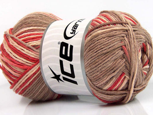 Lot of 4 x 100gr Skeins Ice Yarns NATURAL COTTON COLOR (100% Cotton) Yarn Tomato Red Camel