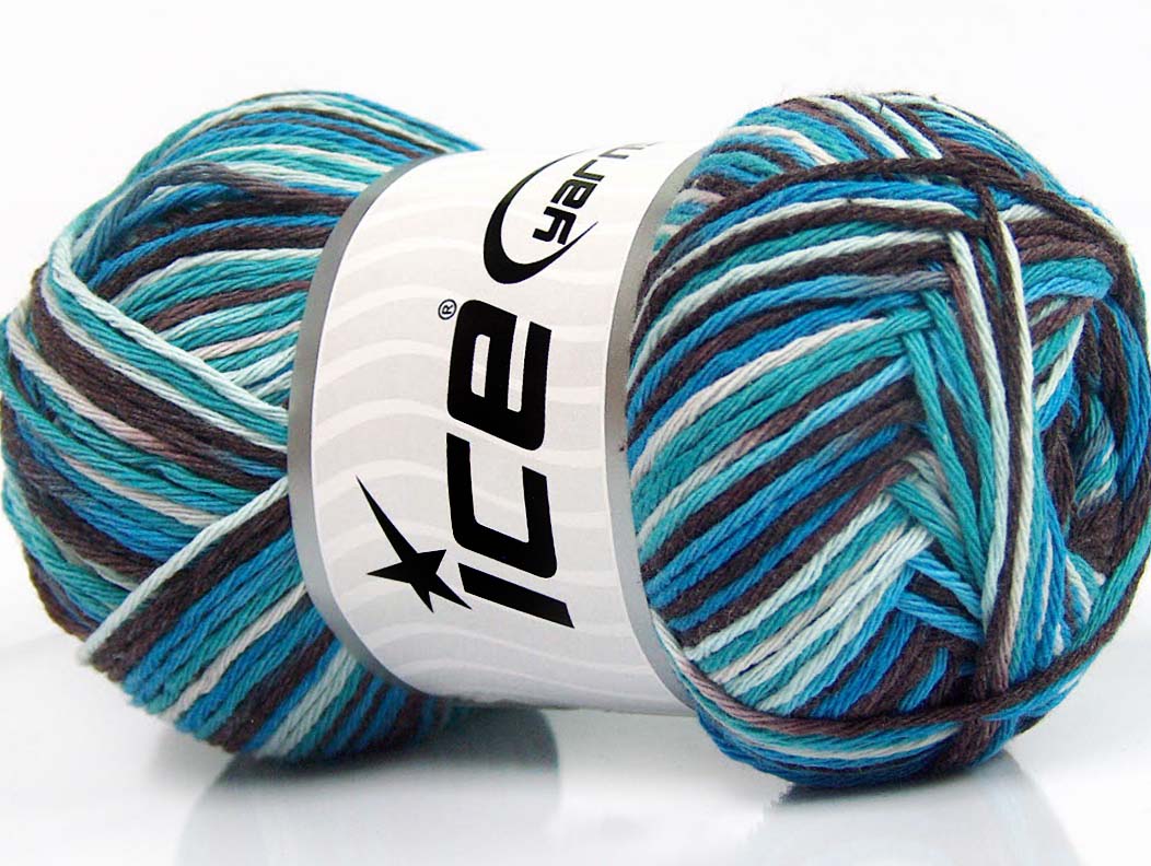 Lot of 4 x 100gr Skeins Ice Yarns NATURAL COTTON COLOR (100% Cotton) Yarn Turquoise Blue Maroon