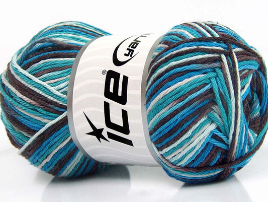 Lot of 4 x 100gr Skeins Ice Yarns NATURAL COTTON COLOR (100% Cotton) Yarn Turquoise Blue Maroon