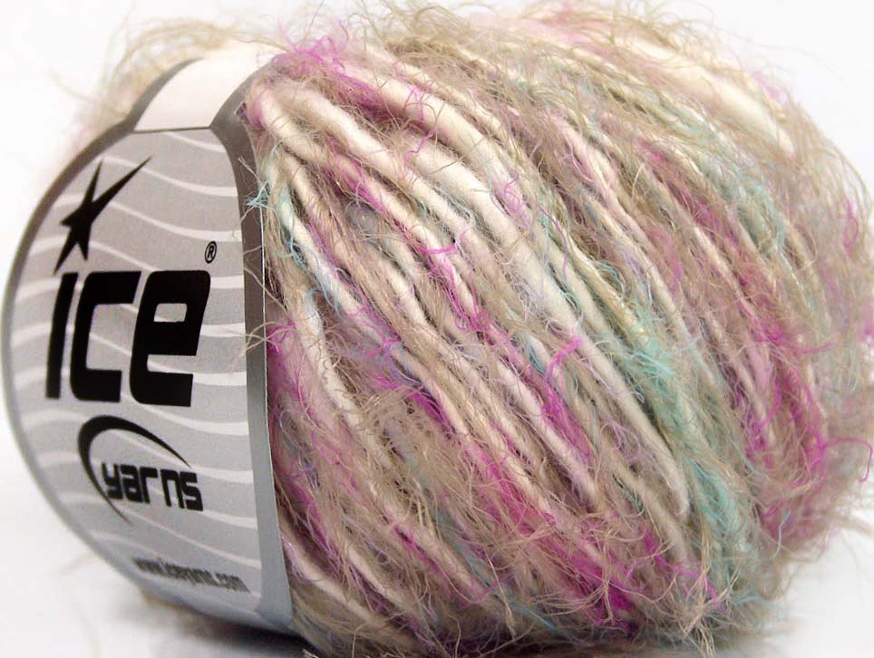 Lot of 8 Skeins ICE SALE EYELASH BLEND (30% Wool) Yarn Cream Fuchsia Mint Green Camel