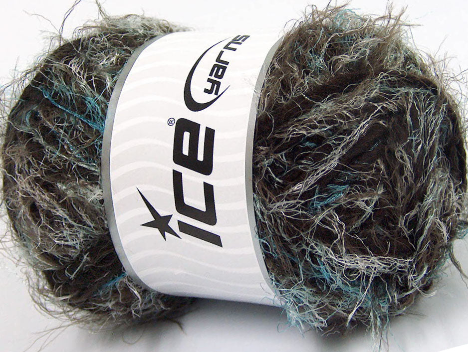 Lot of 4 x 100gr Skeins Ice Yarns TECHNO WOOL SUPERBULKY (30% Wool) Yarn Mint Green Dark Brown