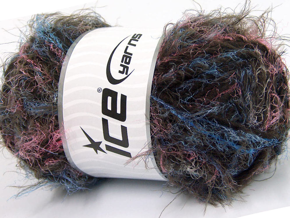 Lot of 4 x 100gr Skeins Ice Yarns TECHNO WOOL SUPERBULKY (30% Wool) Yarn Blue Pink Dark Brown